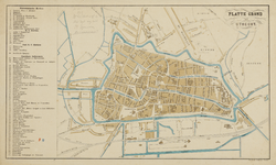 214036 Plattegrond van de stad Utrecht, met weergave van het stratenplan met namen, bebouwing, wegen en watergangen. ...